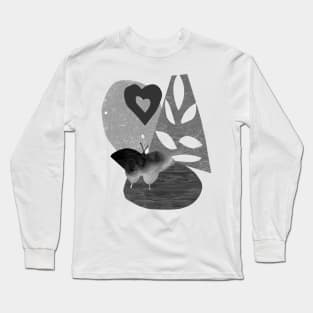 Butterfly Heart Leaves Collage Long Sleeve T-Shirt